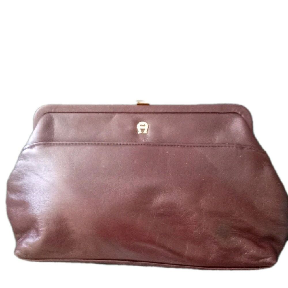 Etienne Aigner Crossbody/Clutch/Shoulder Bag Burgundy Leather Chain Strap Read